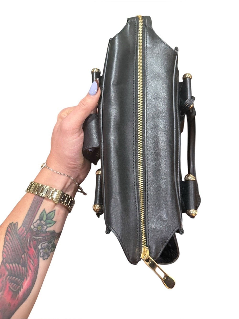 Burberry Prorsum Black Quilted Leather Satchel Gold Hardware Made in Italy - Picture 2 of 16